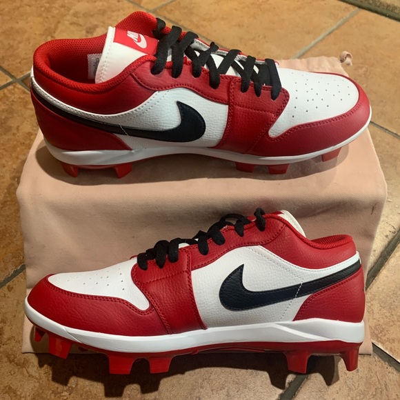 Jordan 1 Retro MCS Low “Chicago Red” Premium Baseball Cleats - Picture 5 of 13